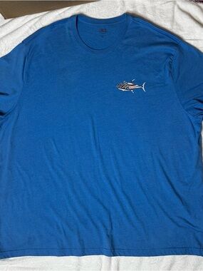 Izod Blue Short Sleeve Tee with Flag Shark Embroidery